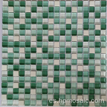 Mosa de mosaico de mármol verde de 15x15 mm de vidrio de mármol verde